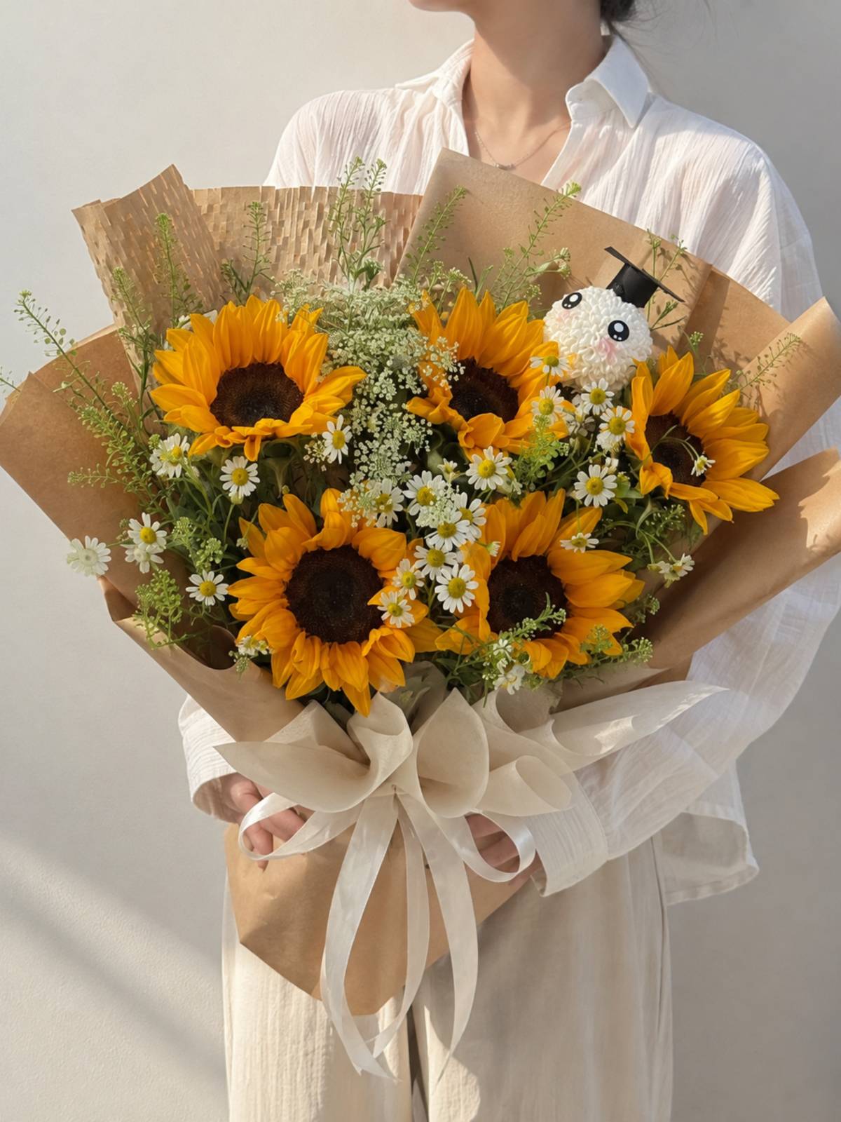 Bó Hướng Dương mix hoa lá phụ